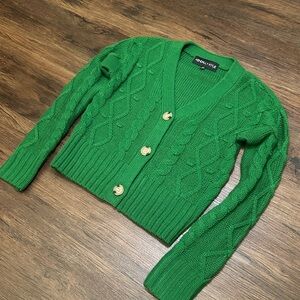 Kendall & Kylie Vibrant Green Cable Knit Cardigan